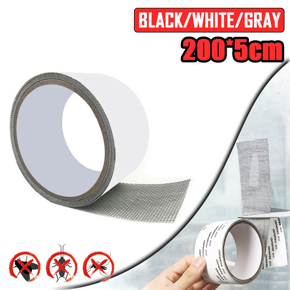 Description Picture 2 of item1/2PCS Window Screen Repair Tape Fix Net Window Home Adhesive Anti Mosquito Fly Bug Mosquito Mesh Broken Holes Patch Repair
