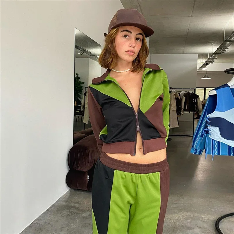 Autumn and Winter New 2024 Women's Contrast Trousers Casual Suit Fashion Cardigan Casual Sports Women's Clothing