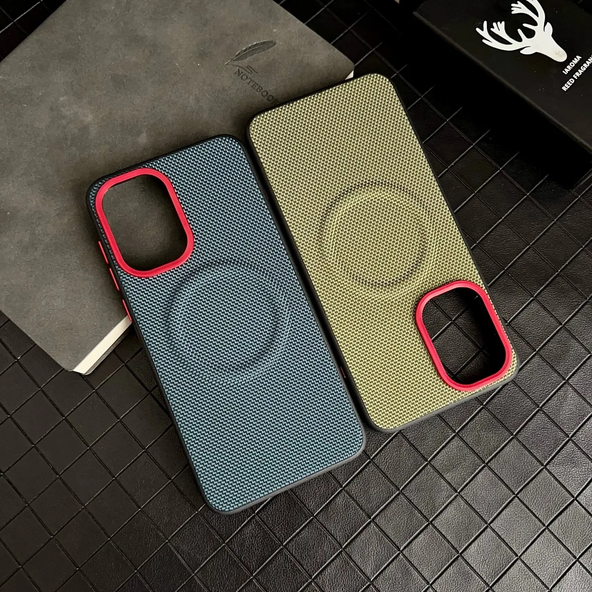 Magnetic Luxury Leather Phone Case - Soft TPU+Nylon Woven, Shockproof Protection Cover