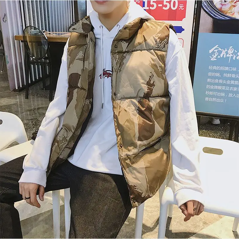 

2023 Men's Vest Jackets Winter Sleeveless Padded Stand Collar Button Cardigan Plus Size Winter Vest Coats Brand Clothing Y33