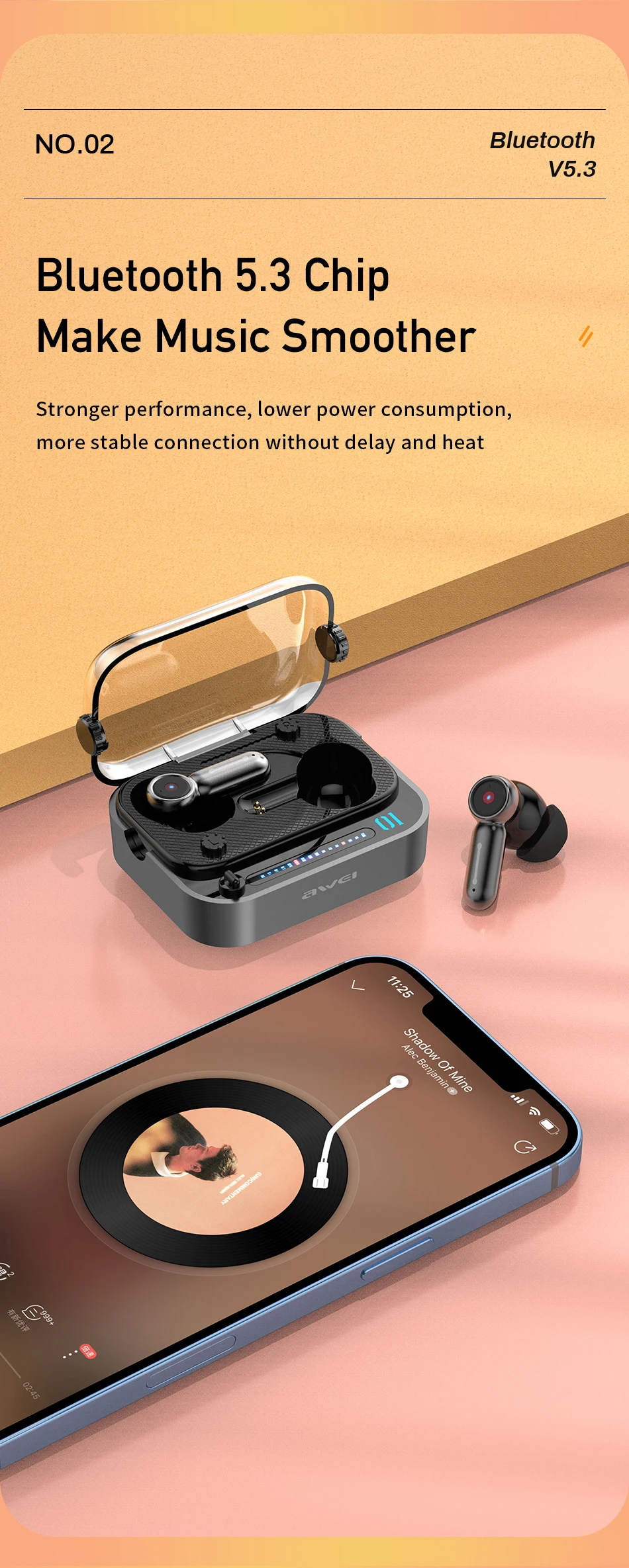 Awei T58 TWS Wireless Earbuds 4