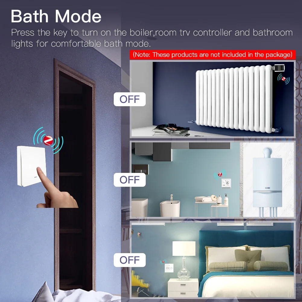 Moes Scene Switch Push Button Battery Powered Transmitter Smart Home Assistant App Automation 1/2/3 Gang Tuya ZigBee