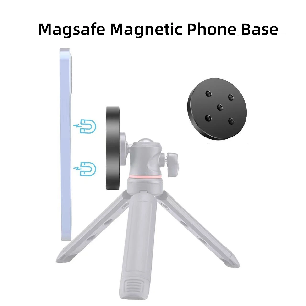 Magnetic Phone Tripod Mount for Magsafe 1/4'' Arri Holes Tripod Adapter for iPhone Samsung Huawei Xiaomi Smartphone