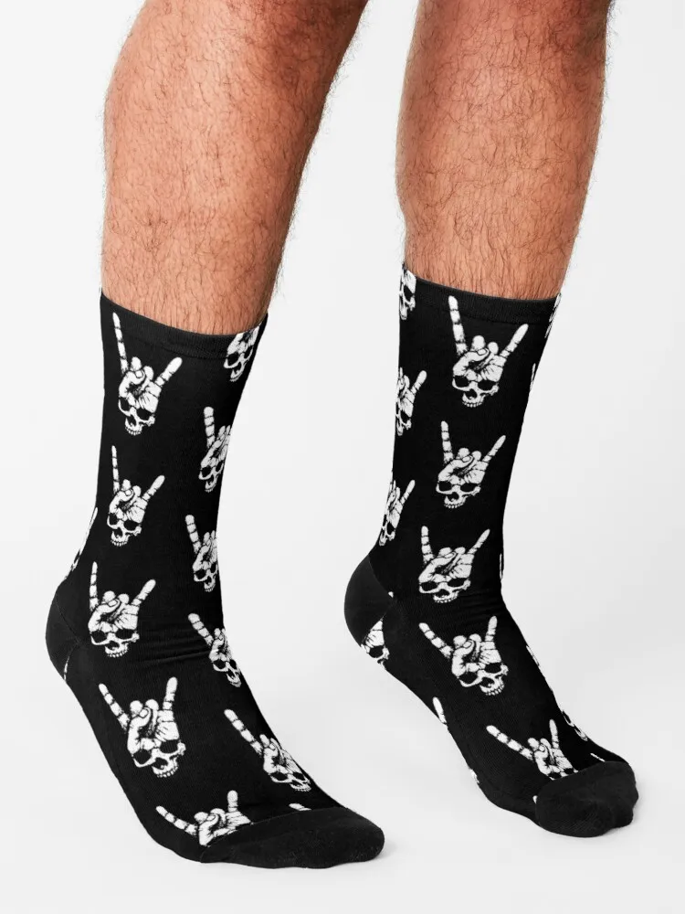 heavy metal skull with devil horns hand Socks Women'S Compression Socks Sports Socks For Men