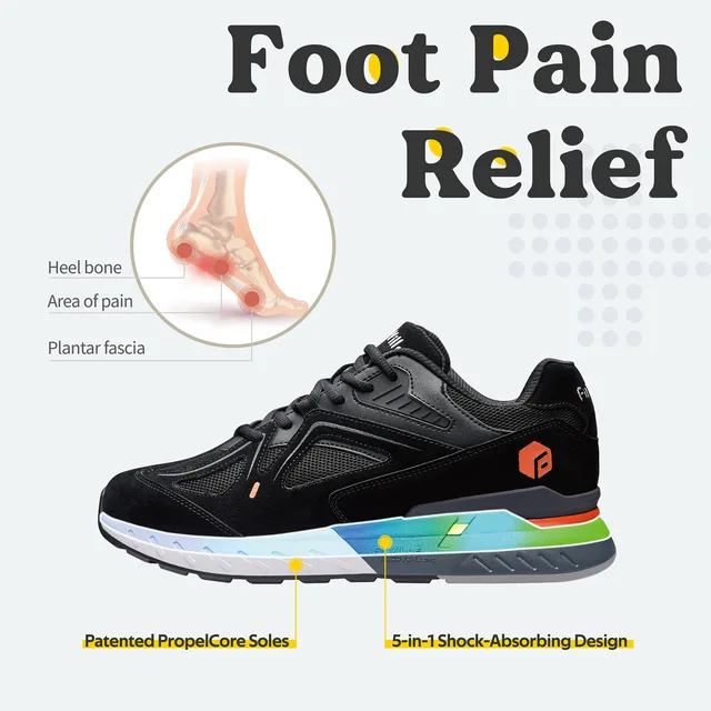 FitVille Men's Walking Shoes Extra Wide Lightweight Sneakers for Flat Feet Arch Fit Heel Pain Relief Non-Slip Running Shoes 5