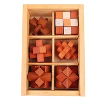 Wooden Puzzle Box Set Intelligent Unlock Toy Kong Ming Lock Brain Teaser IQ Puzzles Mind Challenge Games For Kids And Adults 1