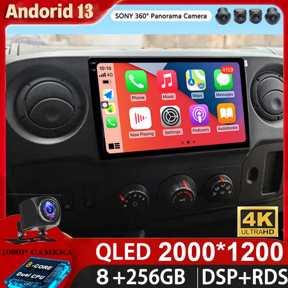 

For Nissan NV400 Opel Movano Renault Master III 3 2010 - 2021 Car Multimedia Player Radio Wireless Carplay Android 13 Video GPS