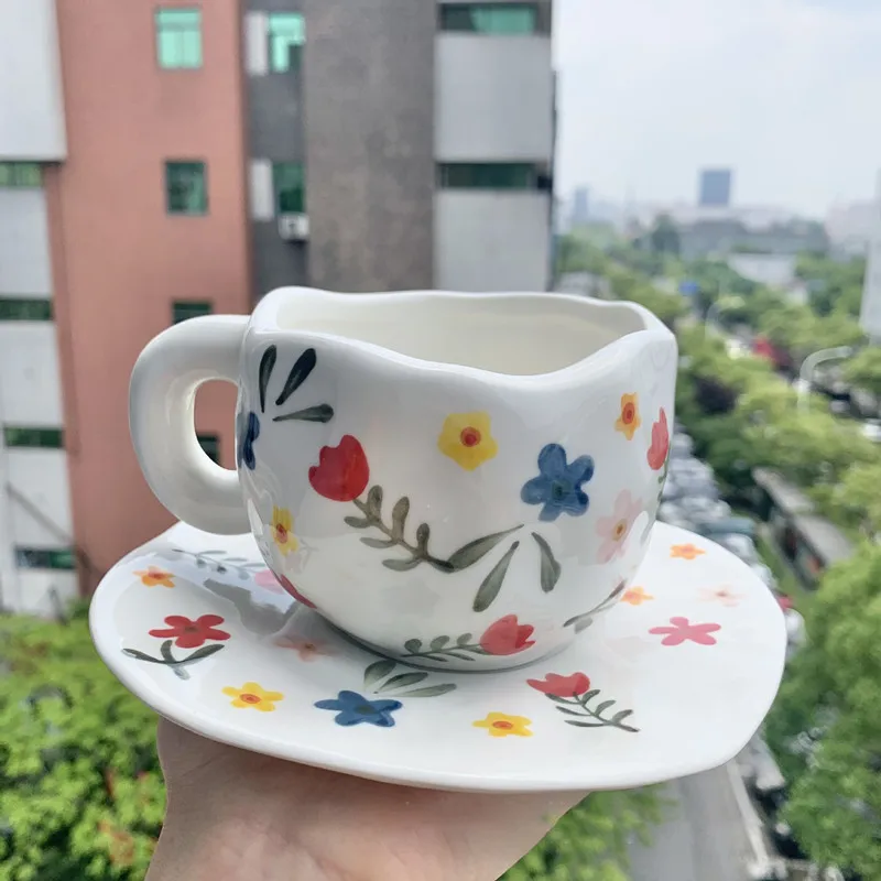 2023 Holiday Gift coffee cup with saucer cute mug porcelain coffee cups  wholesale tableware bumpy cup water cup for girlfriend