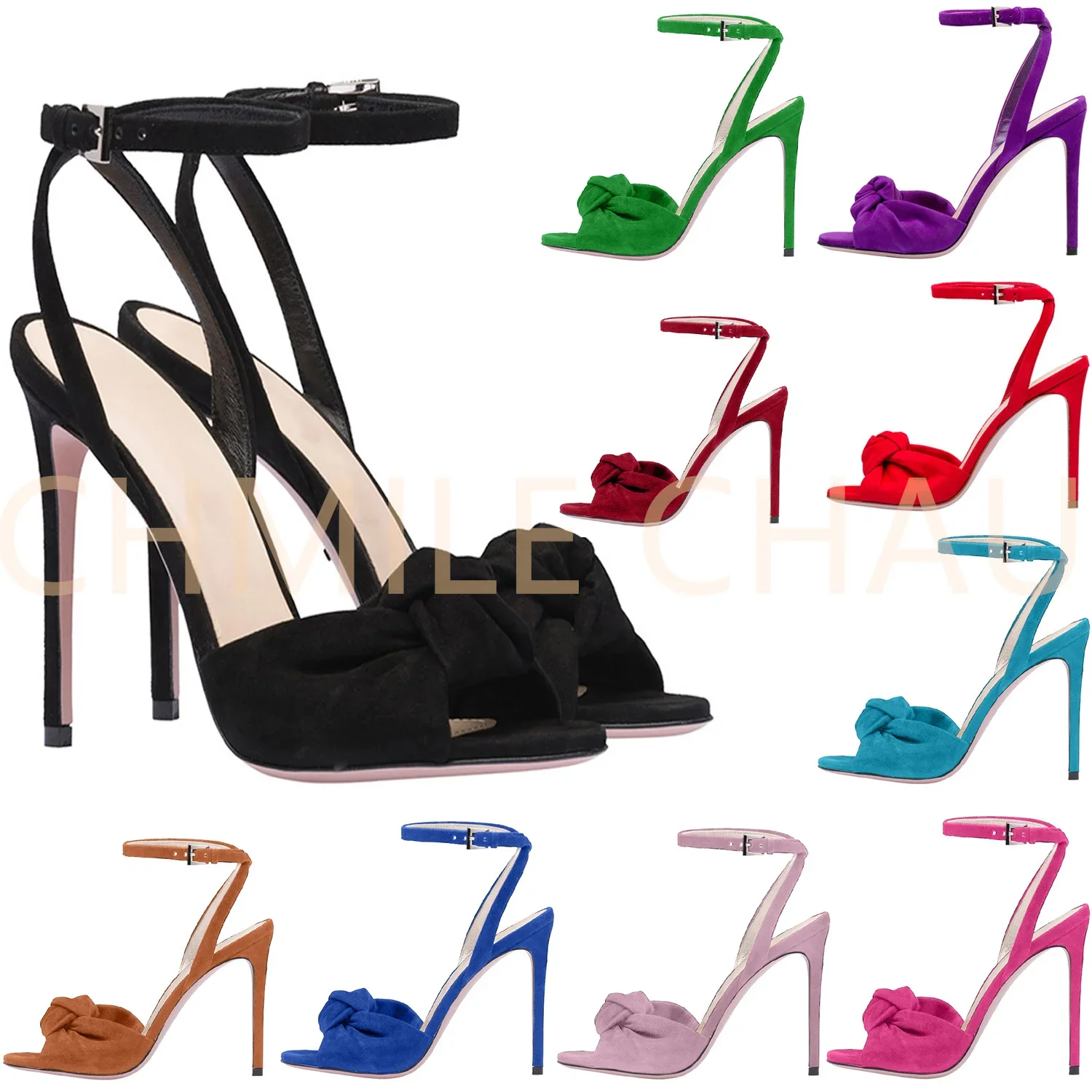 

【Measure your feet length before order】Women Luxruy Sandals Stiletto High Heels Ankle Strap Elegant Wedding Party Shoe 6-CHC-12