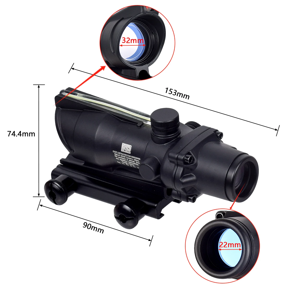 Red Dot Sight Trijicon ACOG 4X32 Real Fiber Optics Red/Green Dot Scope Illuminated Chevron Glass Etched Reticle With RMR Optical Hunting Sight