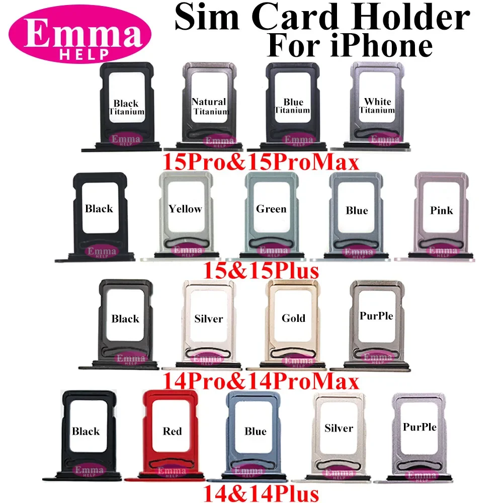 Sim Card Accessories 10pcs Dual / Single Sim Tray Card Holder Slot for iPhone 15 Plus 14 Pro 12 13 11 Max X XR XS Sim Nano Adapter Drawer Fix Par