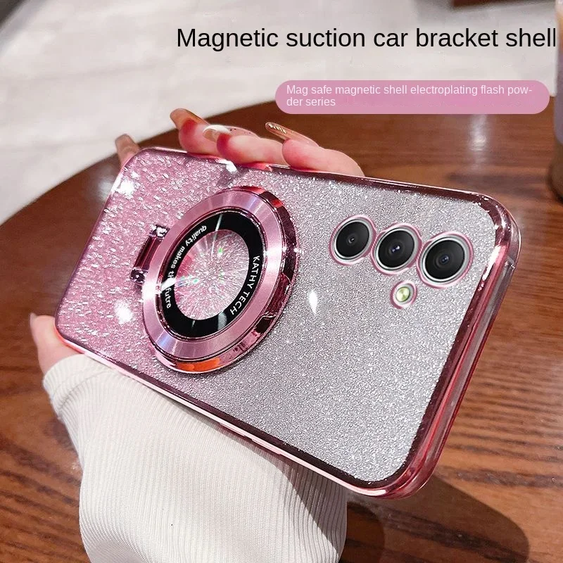Glitter Magnetic Ring Stand Plating Phone Case
