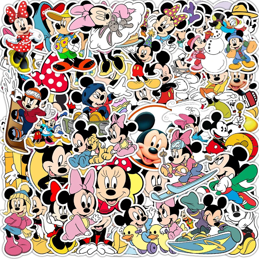 

10/30/50pcs Disney Mickey Mouse Mix Cartoon Stickers Cute Minnie Mouse Anime Sticker Luggage Guitar Phone Fun Graffiti Decal Kid