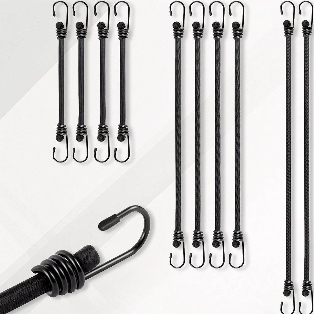10 Pcs Bungee Cords with Hooks Heavy Duty Outdoor Elastic Bungee Straps Includes 30cm 60cm 100cm for Bikes Camping Outdoors