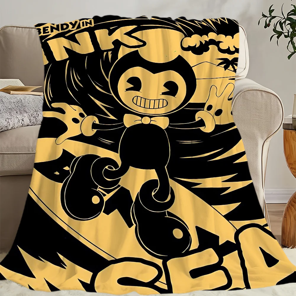 B-Bendy and the ink machines Game Blanket Skin friendly comfort warm soft plush blanket suitable sofa living room office bedroom 6