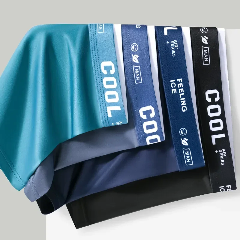 

Мужские боксеры, дышащие шелковые трусы, бесшовные боксеры, трусы, сексуальные большие тонкие шорты, нижнее белье для льда, размер