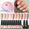 10Pcs Nude Gel Nail Polish Set With UV Lamp Nail Dryer Semi Permanent Hybrid Varnish Base Top Coat Soak Off UV LED Nail Art Kits 1