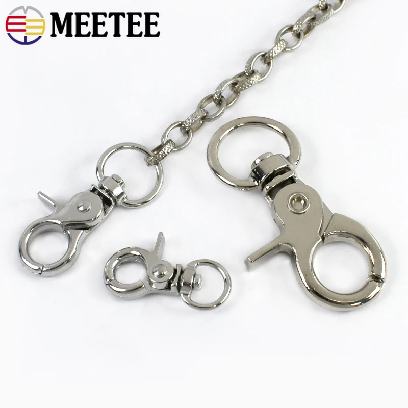 3/5/10Pcs Meetee 10-18mm 소형 금속 스프링 스냅 후크 회전식 랍스터 버클 개 목걸이 연결 후크 카라비너 DIY 액세서리