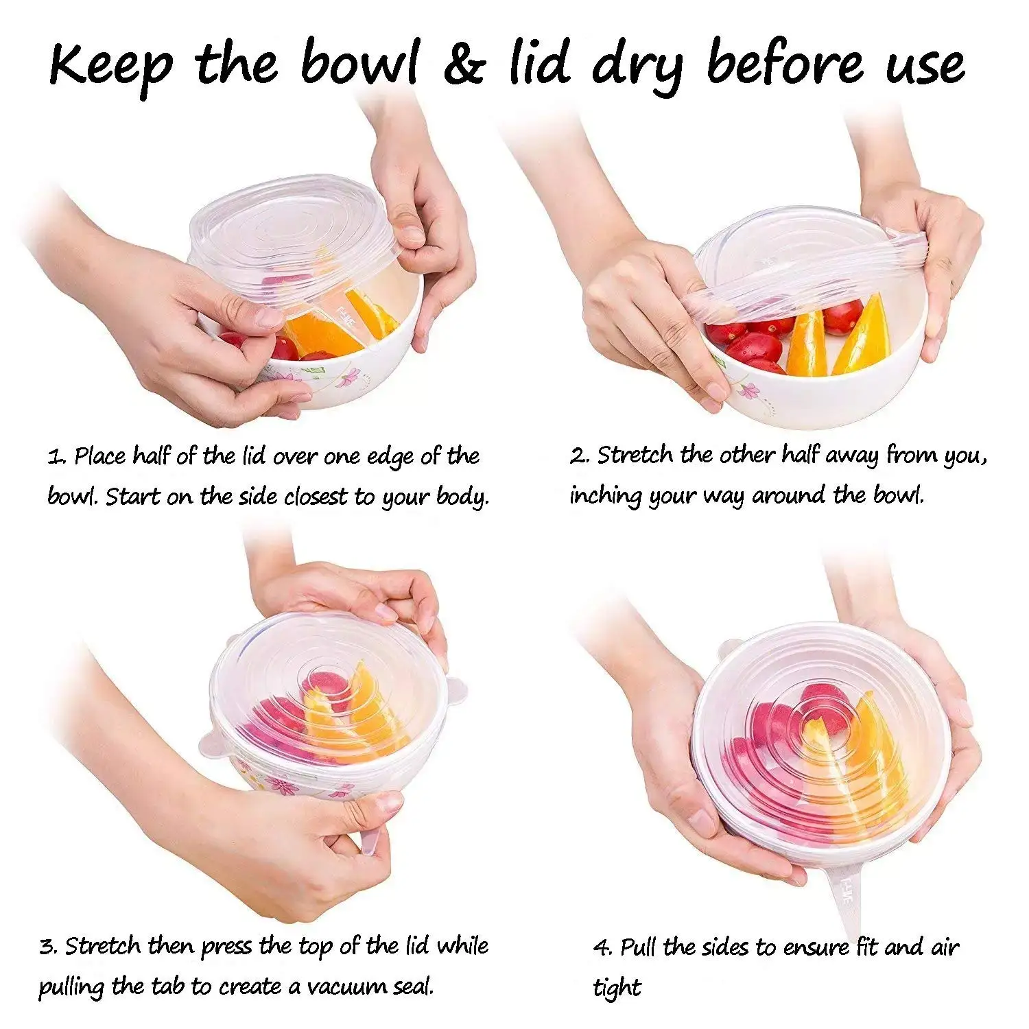 Silicone Fresh-keeping Lids 6Pcs Stretch Bowl Covers Dust-proof Smiley Sealing Covers food cover fresh keeping cover preservation cover bowl cover