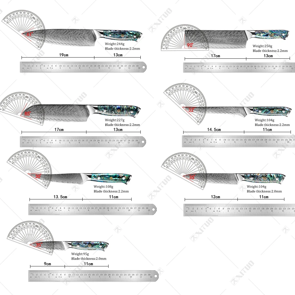 XITUO Damascus Steel Kitchen Knife Set 1-5 PCS