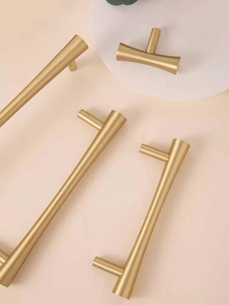 

Solid Brass T Bar Knobs Gold Cabinet Handles Modern Wardrobe Dresser Pulls Light Luxury Furniture Hardware Kitchen Accessories