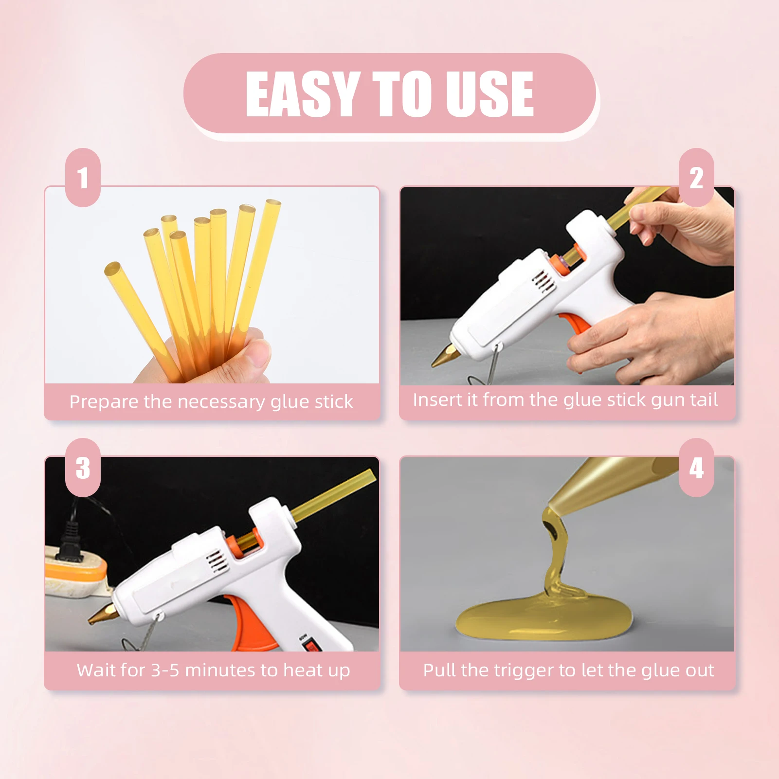 Vlasy 6/12/24pcs 7.8mm*100mm Super Adhesive Premium Hot Glue Stick High Temperature Eco-Friendly Transparent Small Glue Stick