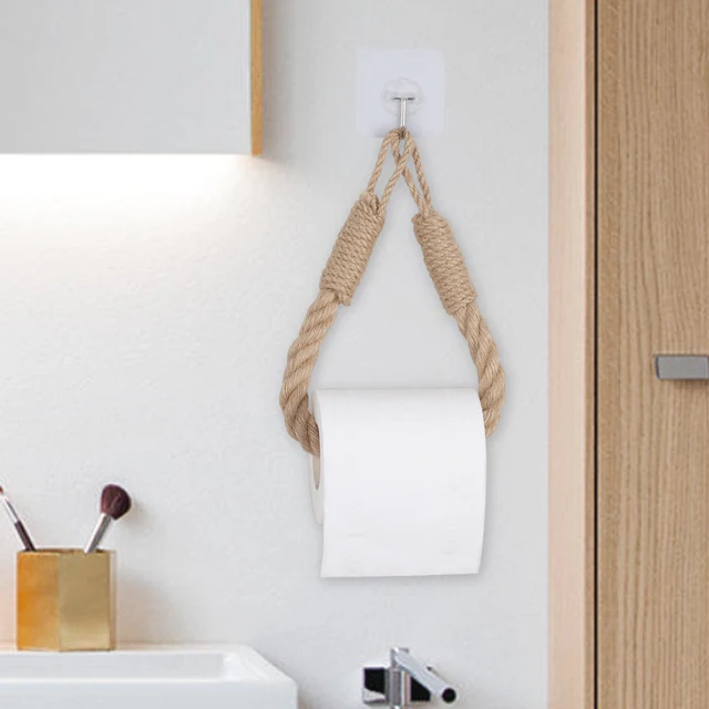 Corde de chanvre accessoires de salle de bain porte-mouchoirs tenture murale corde de chanvre porte-mouchoirs combinaison en bois massif décor à la maison support de rangement 1