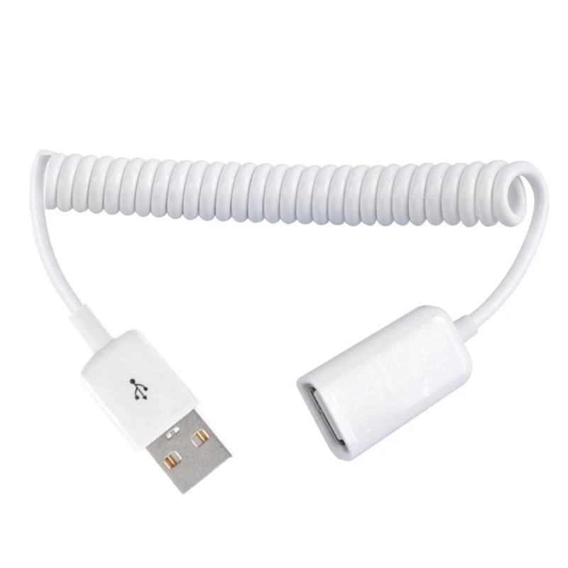 Coiled USB Extension Cable - 1M/3.2Ft Spring Telescopic Adapter