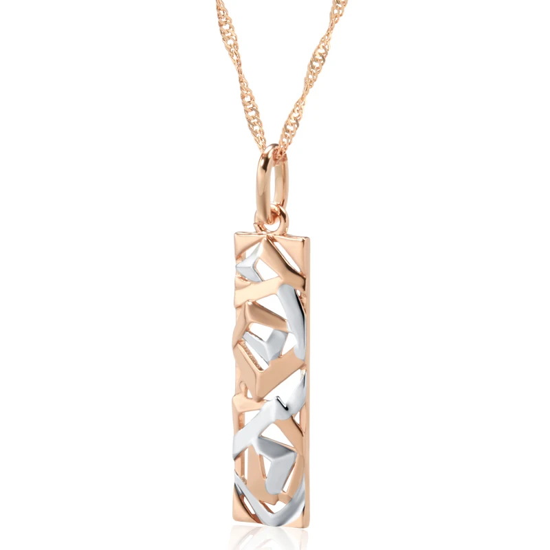 Kinel New Fashion Square szeroki naszyjnik dla kobiet 585 różowe złoto srebro mieszanka kolorów Boho długi naszyjnik etniczne biżuteria Retro