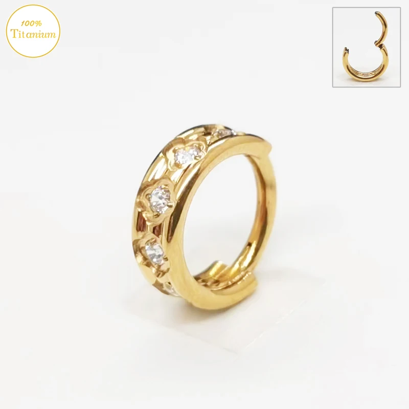 G23 Titanium Ear Piercing Earrings Zircon High Segment Clickers Ring Septum Nose Ring Cartilage Tragus Helix Piercing Jewelry