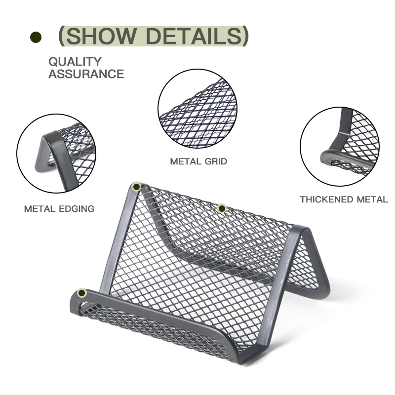 Metal Mesh Business Card Holder, Name Card Stand for Office Business Card Display 50 Cards Organizer, 12 Packs 4