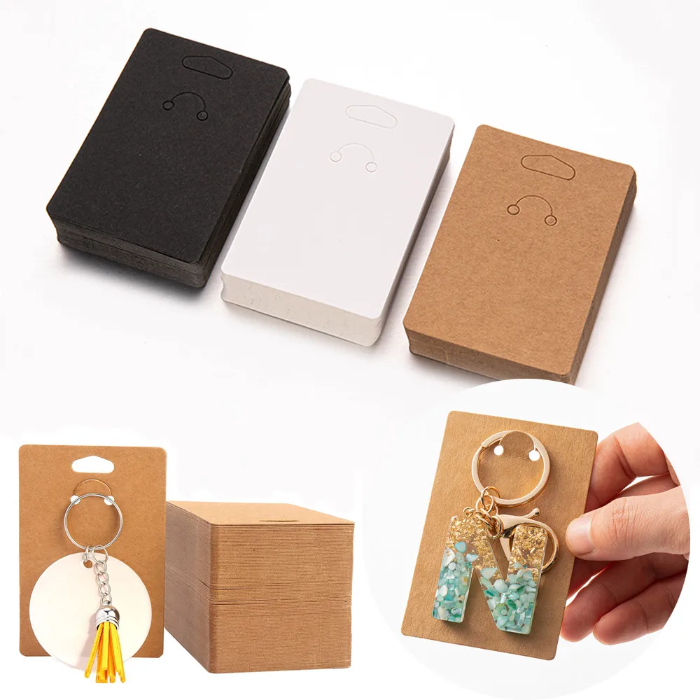 50pcs 6X9cm Cardboard Keychain Display Products Stand Showcase Card For Key Ring Fobs Jewelry Organizers Storage Making Supplies