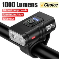 1000LM Bike Light Headlight T6 Bicycle Flashlight LED USB Rechargeable Torch Cycling Front Lamp High Beam Accessories 1