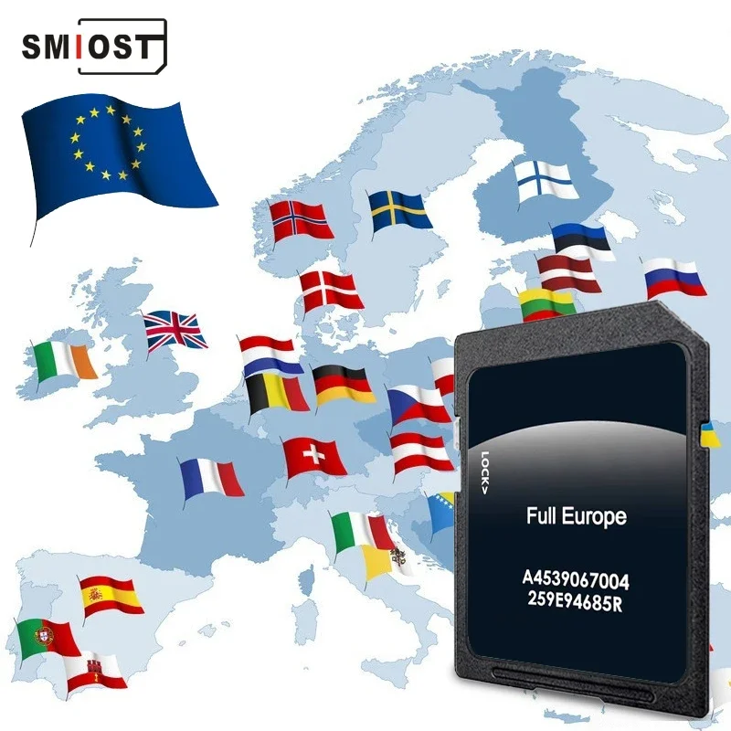 

SMIOST New Maps Version 2023 for Smart 453 mit Cool & Media Navigation Car Full Europe Map Update Sat Nav System