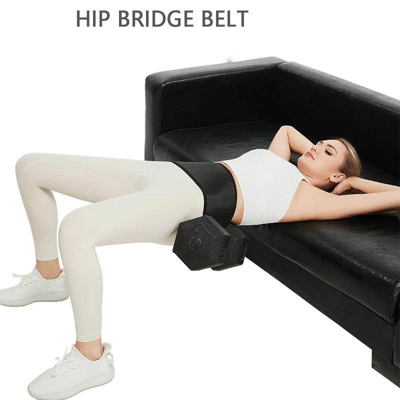 Hip Thrust Belt Glute Bridge Pad Butt Workout with Dumbbells Kettlebells