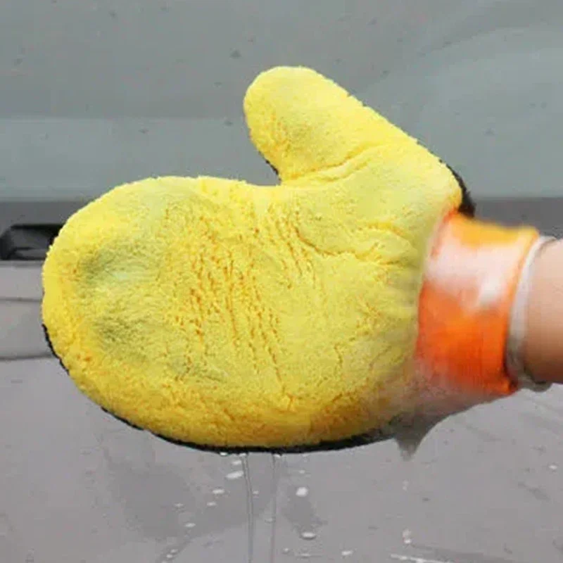 Car Cleaning Gloves Microfiber Car Mitt Microfiber Cleaning Gloves Microfiber Washing Gloves Microfiber Gloves Car Wash Cleaning Glove Brush Thick Double-faced Microfiber Coral Fleece Gloves