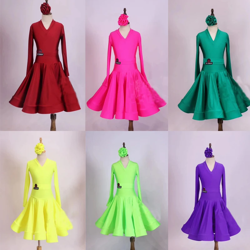 Latin Dance Competition Clothes Girls Professional High-End Latin Dance Costumes 6 Colors Children's Performance Wear SL4534