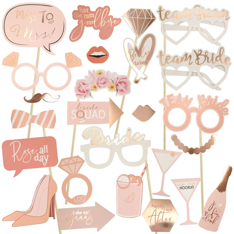 Description Picture 2 of item23Pcs Team Bride to Be Paper Photo Booth Props Mask Photobooth Bachelorette Party Bridal Shower Wedding Decoration Supplies