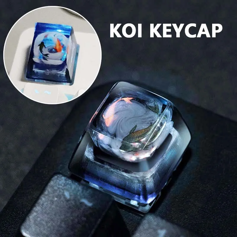 

1PC Koi Fish Keycap Handmade Resin Customized MX Switch Game Machine Keyboard Cross Axis Backlight Keycap