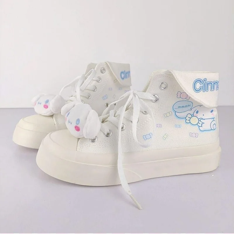 Кеды женские высокие с круглым носком милые холщовые кроссовки в японском стиле