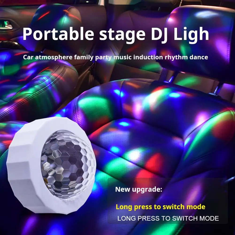 7.1*4.7cm Ambient Lighting Disco Ball Adjustable USB Rechargeable Mini Size Portable Sound Activated Multicolor Room Disco Light
