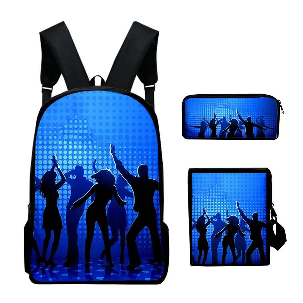 Classic Novelty Shadow Dance 3D Print 3pcs/Set pupil School Bags Laptop Daypack Backpack Inclined shoulder bag Pencil Case