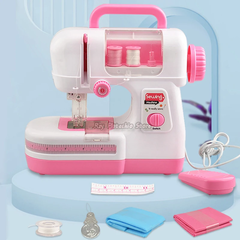 Kids Simulation Mini Sewing Machine Toy Electric with Light Double