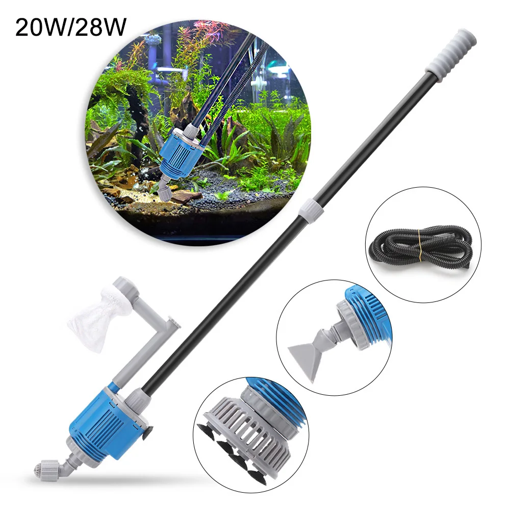 

20/28W Electric Aquarium Fish Tank Water Change Pump Cleaning Tools Water Changer Gravel Cleaner Siphon Water Filter Pump
