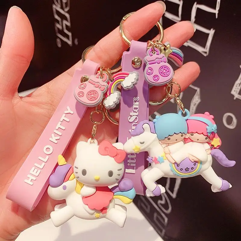 

Cartoon Sanrio Keychain Kawaii Hellokitty Mymelody Cinnamoroll Car Pendant Key Chain Bag Pendant Couple Doll Gift