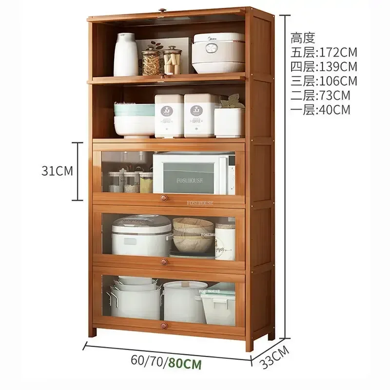 Nordic Solid Wood Kitchen Cabinets Home Living Room Wall Storage Cabinet Simple Multi-layer Kitchen Cabinet Kitchen Furniture 6