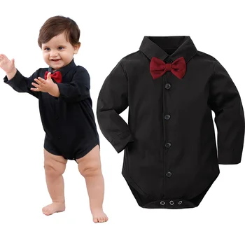 Camicia elegante per neonato Neonato Battesimo Body Infantile Matrimonio Battesimo Natale Formale One Piece Gentiluomini Pagliaccetti da festa