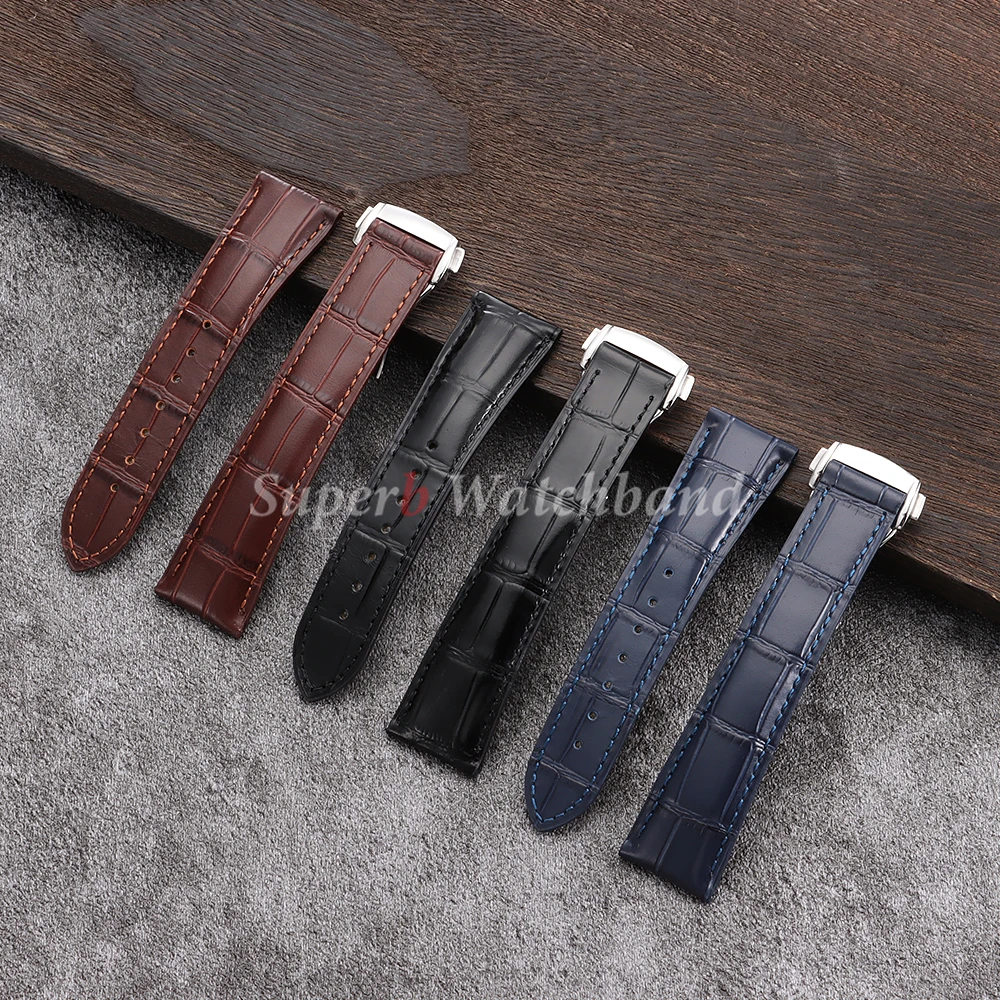 Hochwertiges Leder-Uhrenarmband, 19 mm, 20 mm, 21 mm, 22 mm, für Omega Seamster-Uhren, Faltschließe aus massivem Stahl, Bambusleder-Uhrenarmbänder – Detail 2