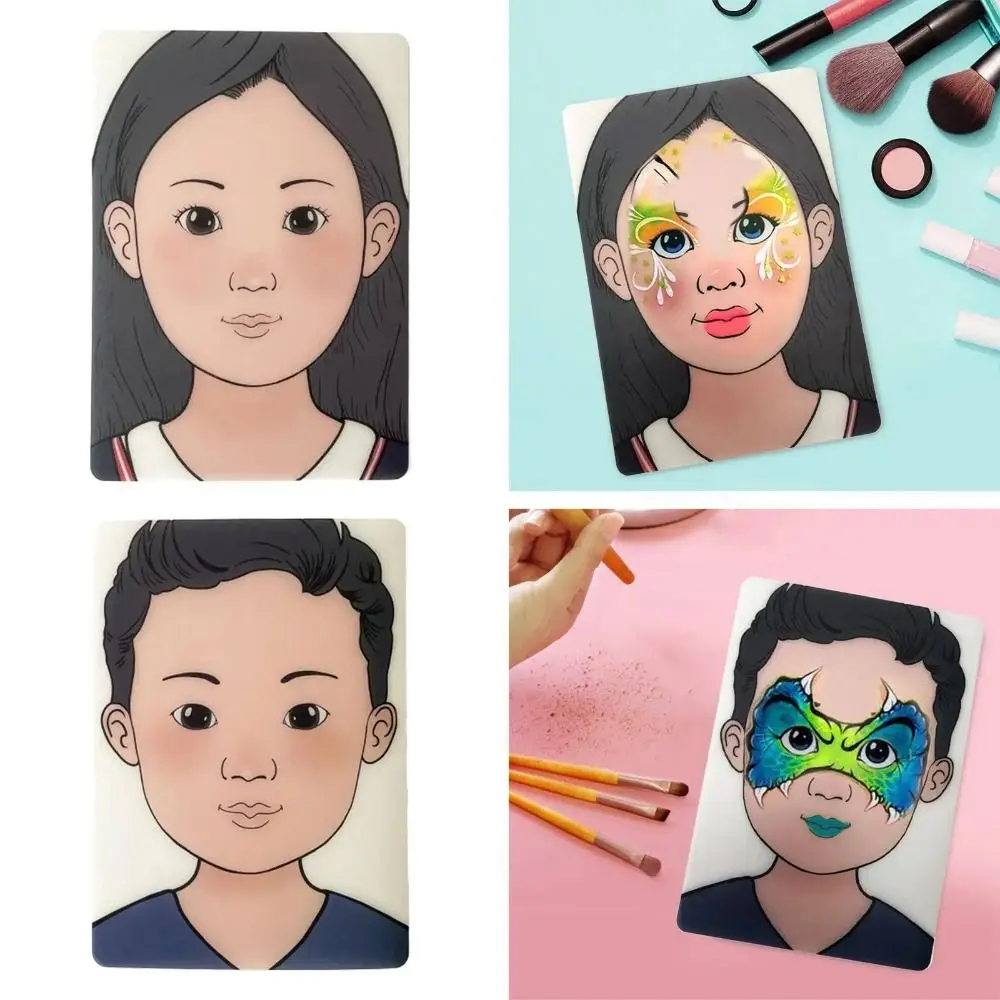 재사용 가능한 메이크업 연습 템플릿, 초보자 무대 플라스틱 바디 페인팅 용품, 초보자용 세척 가능한 얼굴 연습 보드