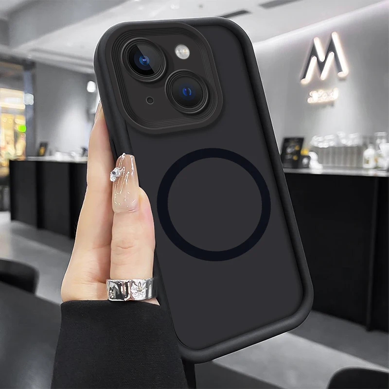 Silicone Phone Case with Lens Protection and Magnetic Wireless Charging Sticker